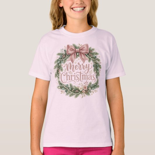 ピンク コケット クリスマス リース | ピンクマス Tシャツ (正面)