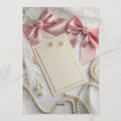 ピンク コケット ボウ パール エレガント リボン パーティー 招待状 (裏面)