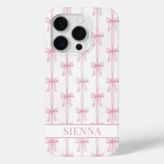 ピンク コケット リボン ストライプ モノグラム Case-Mate iPhoneケース (裏面)