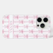 ピンク コケット リボン ストライプ モノグラム Case-Mate iPhoneケース (裏面 (横))