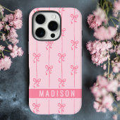 ピンク コケット リボン モダン オーダーメイド ネーム ガーリー Case-Mate iPhoneケース