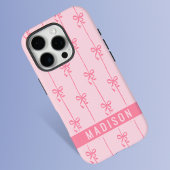 ピンク コケット リボン モダン オーダーメイド ネーム ガーリー Case-Mate iPhoneケース
