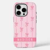 ピンク コケット リボン モダン オーダーメイド ネーム ガーリー Case-Mate iPhoneケース (裏面)