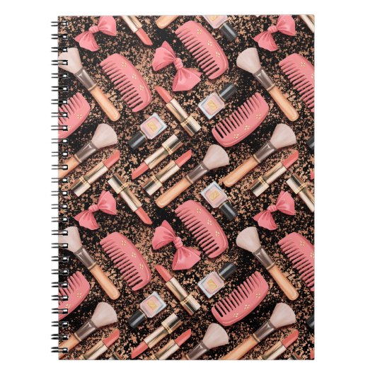 ピンク コスメ パターン ギラギラ ノートブック (正面)