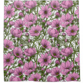 ピンク・コスモスの花 シャワーカーテン (正面)