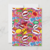 ピンク コミックブック スーパーヒーロー 誕生日パーティー サンキューカード (裏面)