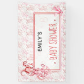 ピンク&コーラルシーライフタコ赤ちゃんシャワー |少女 横断幕 (縦)