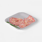 ピンク&コーラルフローラ紙プレート ペーパープレート (傾斜あり)