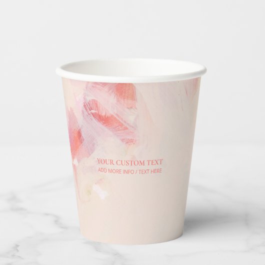 ピンク&コーラル抽象芸術ア絵画ートのカスタム文字 紙コップ (正面)
