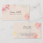 ピンク&コーラル抽象芸術シンプルフローラアート 名刺 (正面/裏面)