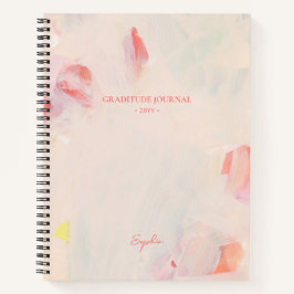 ピンク&コーラル抽象芸術フローラ芸術感謝ジャーナル ノートブック
