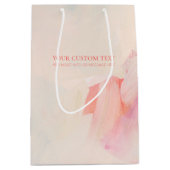 ピンク＆コーラル アブストラクトアートの絵 カスタムテキスト ミディアムペーパーバッグ (正面)