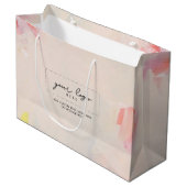 ピンク＆コーラル アブストラクトアート ビジネス 会社 ロゴ ラージペーパーバッグ (正面アングル)