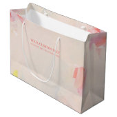ピンク＆コーラル アブストラクトアート 絵画 オーダーメイド テキスト ラージペーパーバッグ (正面アングル)