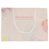 ピンク＆コーラル アブストラクトアート 絵画 オーダーメイド テキスト ラージペーパーバッグ (裏面)