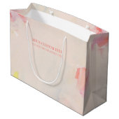 ピンク＆コーラル アブストラクトアート 絵画 オーダーメイド テキスト ラージペーパーバッグ (裏面アングル)