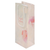 ピンク＆コーラル アブストラクトアート 絵画 オーダーメイド テキスト ワインギフトバッグ (正面アングル)