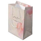 ピンク＆コーラル アブストラクト アート ビジネス ロゴ ブランディング ミディアムペーパーバッグ (正面アングル)