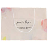 ピンク＆コーラル アブストラクト アート ビジネス 会社 ロゴ ラージペーパーバッグ (裏面)