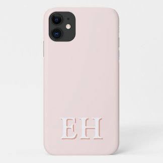 ピンク & コーラル | モダンなイニシャルモノグラム iPhone 11 ケース