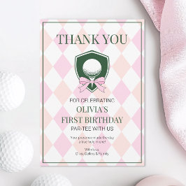 ピンク ゴルフ 現代のワンショット ガールズ 1歳 誕生日 サンキューカード