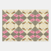 ピンク+ゴールデンポップ・アートのアートカセット包装紙彼女 ラッピングペーパーシート (正面3)