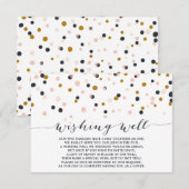ピンク＆ゴールドのコンフェッティドット ウィッシュ ウェル カード (正面/裏面)
