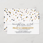 ピンク＆ゴールドのコンフェッティドット 結婚式の受付カード 招待状 (正面/裏面)