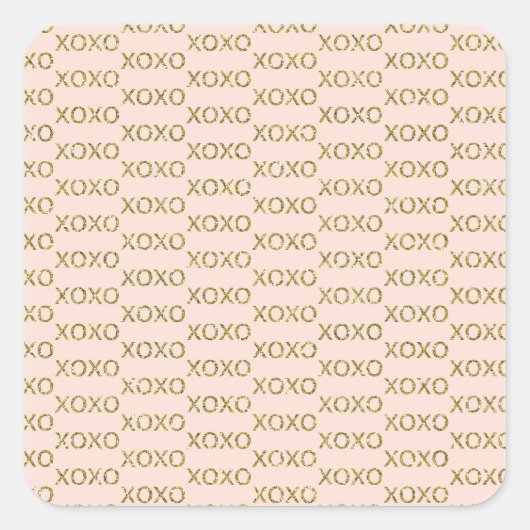 ピンク＆ゴールドのハート満載のバレンタインパーティー スクエアシール (正面)