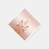 ピンク ゴールドの葉の花のナプキン スタンダードカクテルナプキン (角)