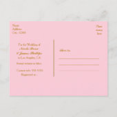 ピンク&ゴールドの輝くコンフェッティドット Save The Date 案内ポストカード (裏面)