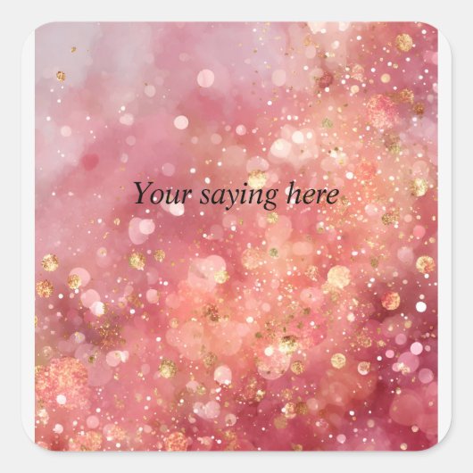 ピンク＆ゴールドグリッターシール スクエアシール (正面)