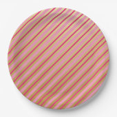 ピンク＆ゴールドストライプの紙皿 ペーパープレート (正面)