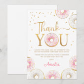 ピンク ゴールド ドーナツ 誕生日 サンクス カード (正面/裏面)
