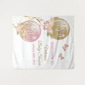 ピンク ゴールド バルーン ガール ベビー シャワー L 背景 タペストリー (正面(横))