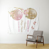 ピンク ゴールド バルーン ガール ベビー シャワー L 背景 タペストリー (インサイチュ(横))
