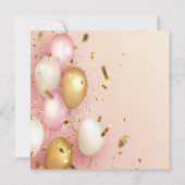 ピンク ゴールド バルーン 誕生日 招待状 (裏面)