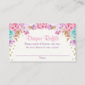 ピンク ゴールド パープル ティール フローラル おむつくじ エンクロージャーカード (正面)