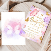 ピンク ゴールド パープル バタフライ ベイビー シャワー 招待状