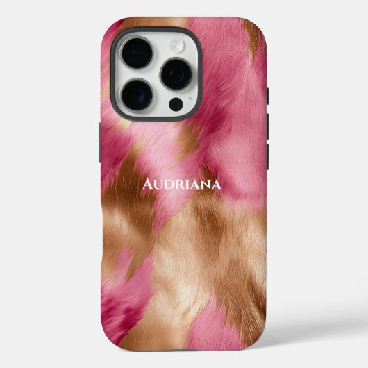 ピンク ゴールド フェイクファー Case-Mate iPhoneケース (裏面)