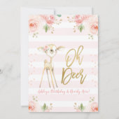ピンク ゴールド フローラル オー ディア バースデー インビテーション (裏面)