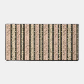 ピンク ゴールド ブラック ストライプ 花柄 ビンテージ デスクマット (正面)