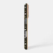 ピンク ゴールド ブラック ヴィンテージ ストライプ 花 iPhoneケース (右側面)