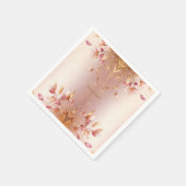 ピンク ゴールド リーフ フラワーナプキン スタンダードカクテルナプキン (角)