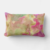 ピンク ゴールド 緑 大理石 インクプリント クッション (正面)
