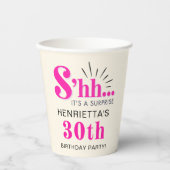 ピンク サプライズ 30歳の誕生日パーティー 紙コップ (正面)