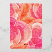 ピンク、サンゴバラ、ターコイズフォト誕生日 箔招待状 (裏面)