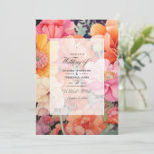 ピンク、サンゴ、オレンジのフローラ結婚ズ 招待状 (スタンド正面)