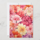 ピンク、サンゴ、オレンジのフローラ結婚ズ 招待状 (裏面)