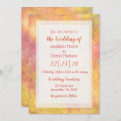 ピンク、サンゴ、オレンジの抽象芸術バブル結婚の 招待状 (正面/裏面)